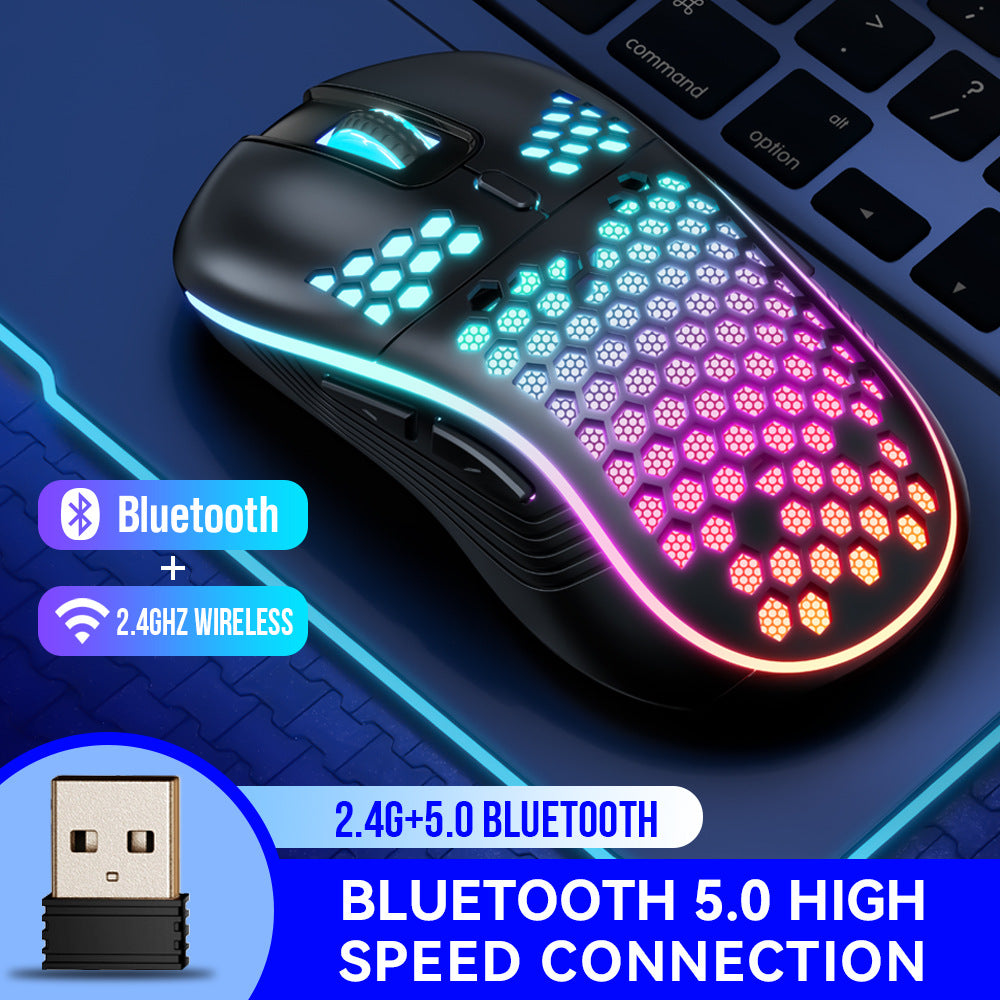 Souris gaming alvéolée RGB sans fil